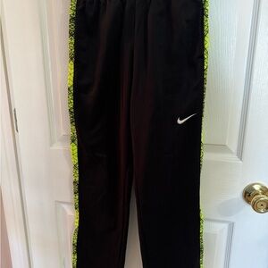 Nike Dri Fit Kids Black Joggers with Neon Yellow Trim